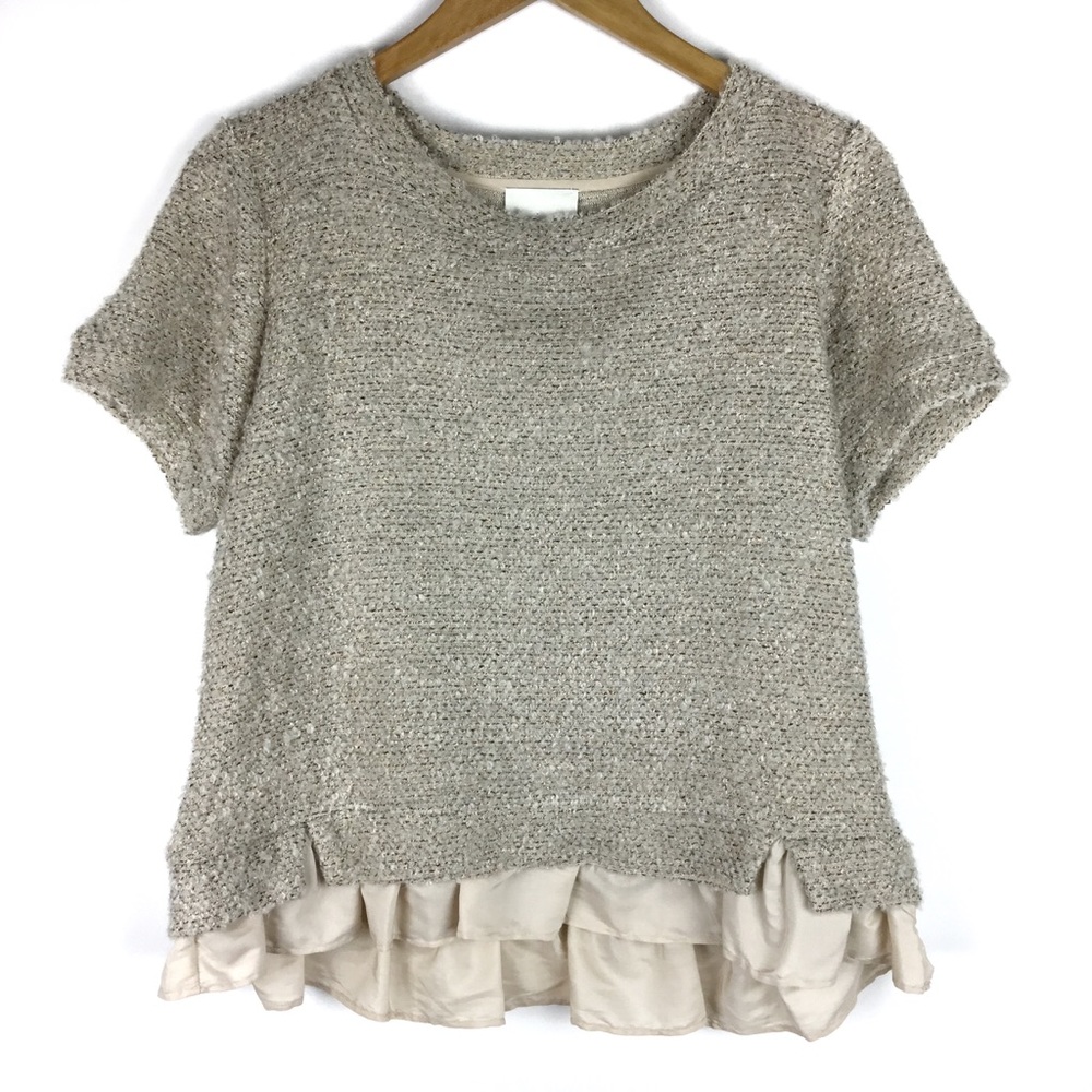 Greylin Fuzzy Knit Ruffle Hem Sweater